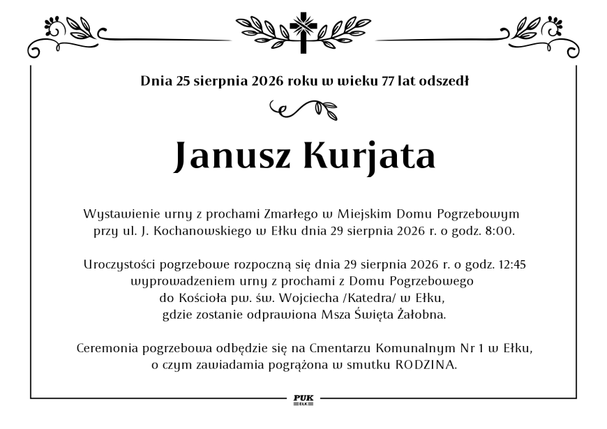 Janusz Kurjata - nekrolog